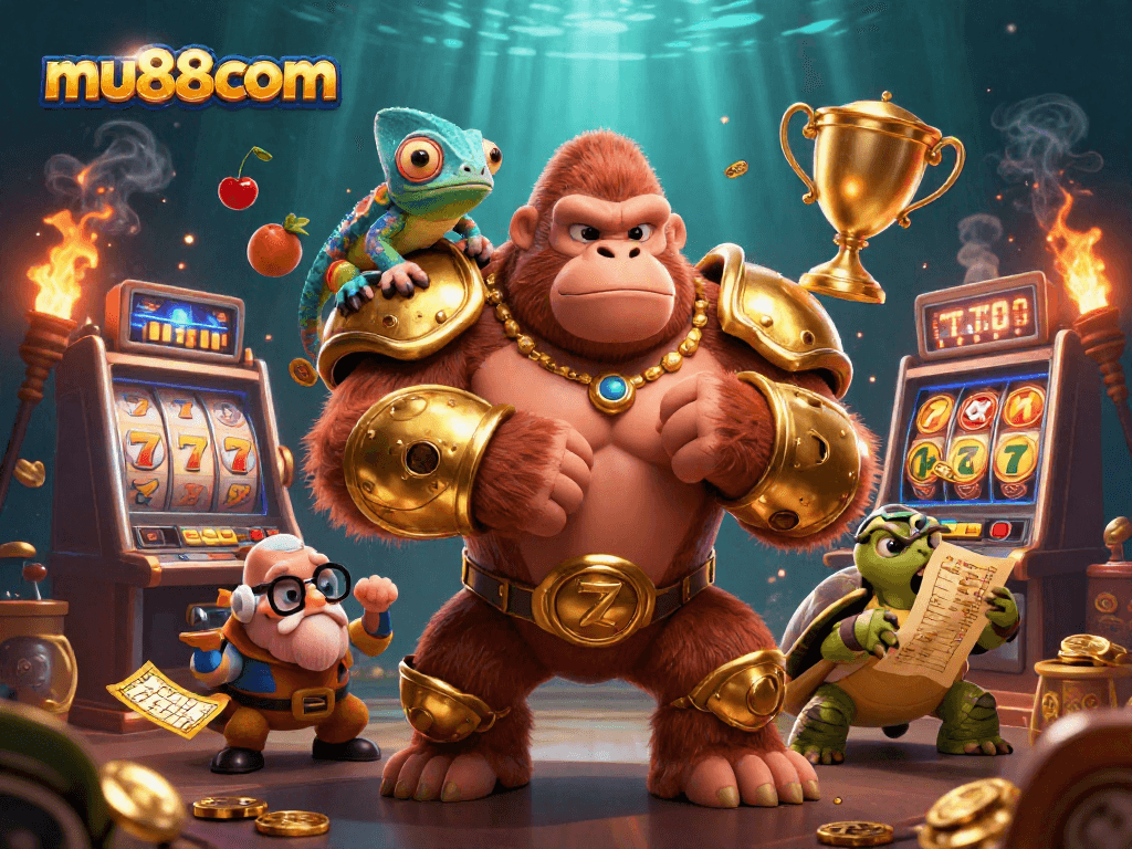 Experience thrill at mu88com with a powerful gorilla king and slot machine action.