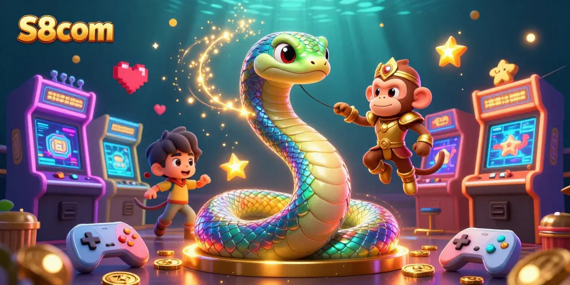 Engage with S8com's vibrant gaming world through thrilling action in a colorful casino scene.