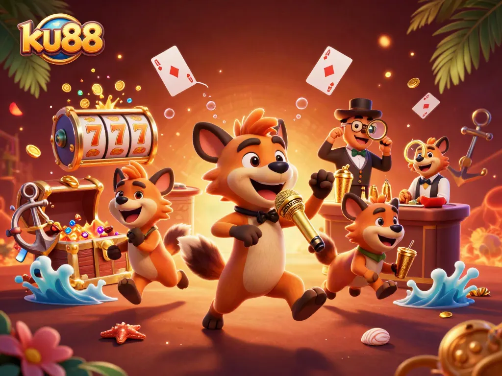 ku88 hyena comedians entertain with casino fun, mixing drinks and checking IDs.