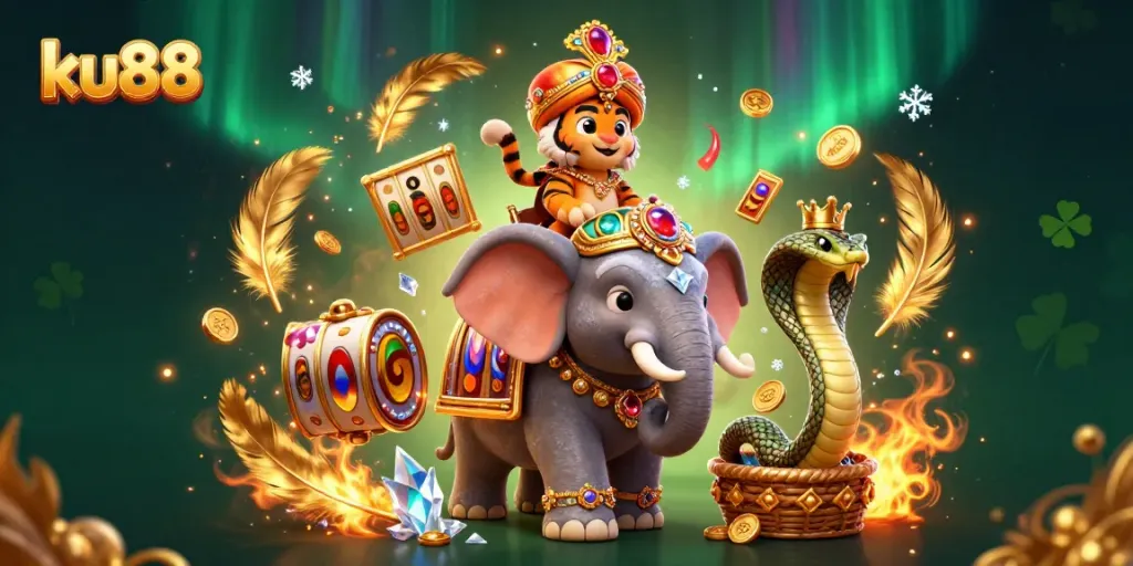 ku88 players experience thrilling casino slots with stunning elephant and cobra companions