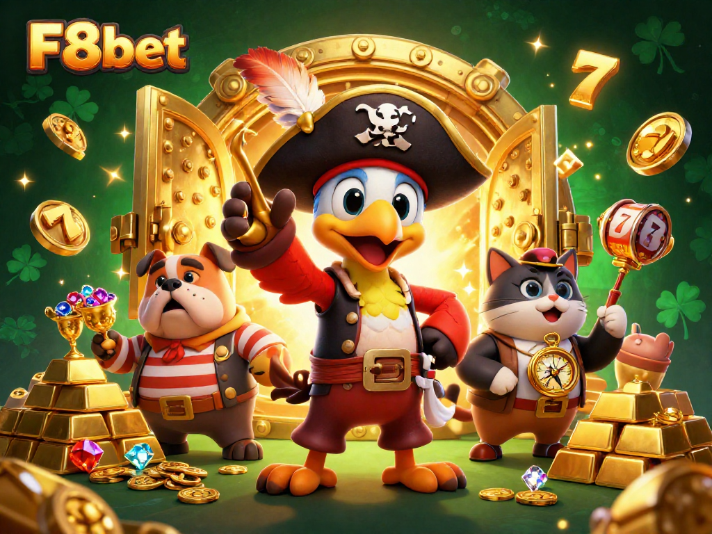 Engage with F8bet's vibrant online casino universe showcasing 3D characters and dynamic action.