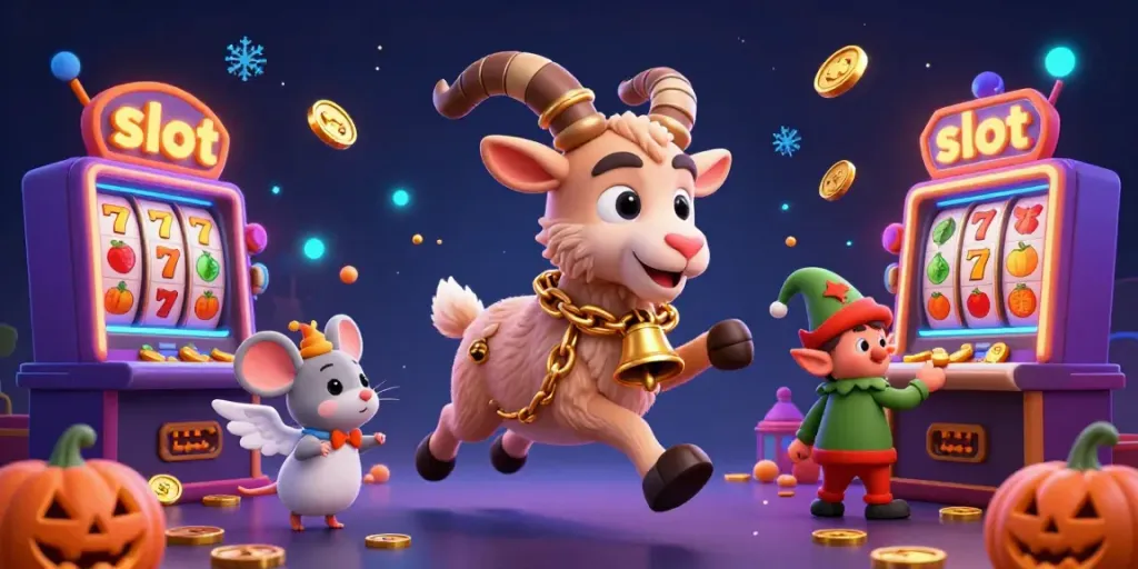 Experience thrilling slot adventures with lively Krampus and mischievous gremlins at a vibrant casino.