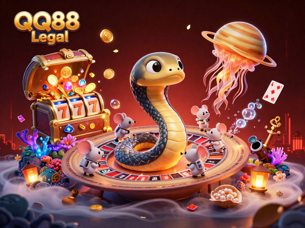 Join the cosmic gaming excitement with QQ88 Legal as the Saturn ring snake and astronaut mice spin the roulette!